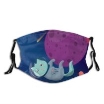 yanfind Isolated Cat Cute Flying Fantasy Cosmonaut Futuristic Sky Starry Suit Stars Doodle Dust Washable Reusable Filter and Reusable Mouth Warm Windproof Cotton Face