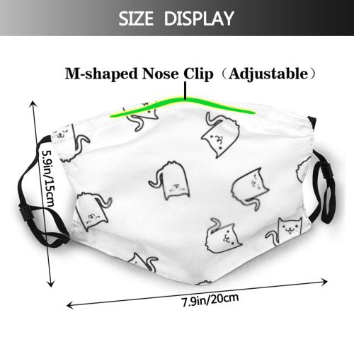yanfind Childish Cat Cute Seamless Trendy Nursery Doodle Baby Design Face Pet Repeat Dust Washable Reusable Filter and Reusable Mouth Warm Windproof Cotton Face