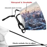 yanfind Downtown District  Snow City Toronto Canada Morning Outdoors Winter Cityscape Urban Dust Washable Reusable Filter and Reusable Mouth Warm Windproof Cotton Face