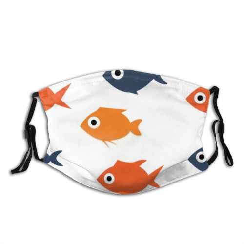 yanfind Isolated Decor Fashion Cute Fishing Seamless Colorful Wildlife Doodle Ornament Design Art Dust Washable Reusable Filter and Reusable Mouth Warm Windproof Cotton Face
