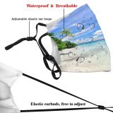 yanfind Idyllic Vacation Calm Sea Clouds Beach Tranquil Scenery Palm Trees Sky Peaceful Dust Washable Reusable Filter and Reusable Mouth Warm Windproof Cotton Face