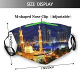 yanfind Landmark Downtown Evening Reflections Night Minarets Architectural Hotels Urban River Modern Dark Dust Washable Reusable Filter and Reusable Mouth Warm Windproof Cotton Face