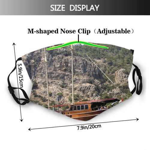 yanfind Vehicle Ship Cliff Sea Bay Watercraft Sailboat Charter Transportation Marmaris Schooner Yacht Dust Washable Reusable Filter and Reusable Mouth Warm Windproof Cotton Face