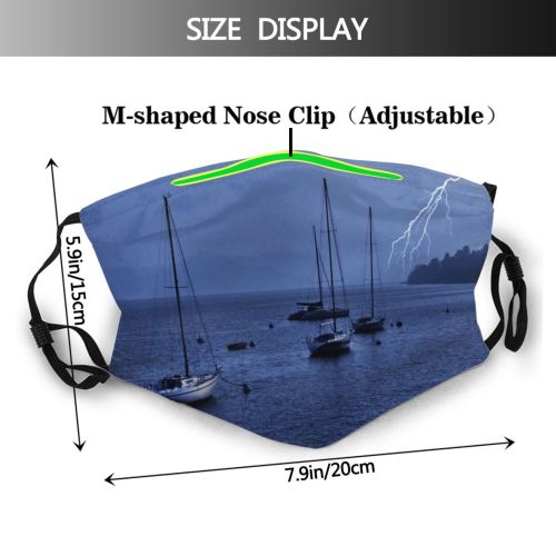 yanfind Night Vehicle Calm Navigation Contrast Spring Lights Colours Cloud Landscape Sea Boat Dust Washable Reusable Filter and Reusable Mouth Warm Windproof Cotton Face