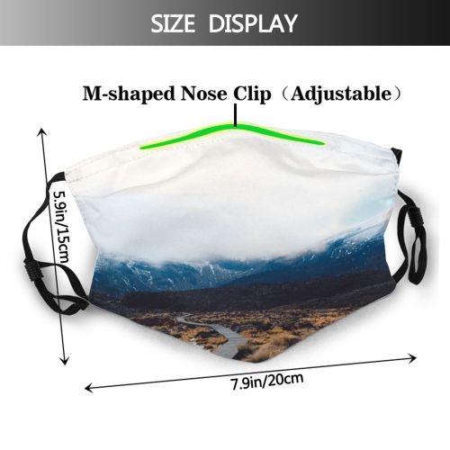 yanfind Ice Glacier Daylight Frost Frosty Wide Mountain Road Rock Icy Snowy Clouds Dust Washable Reusable Filter and Reusable Mouth Warm Windproof Cotton Face
