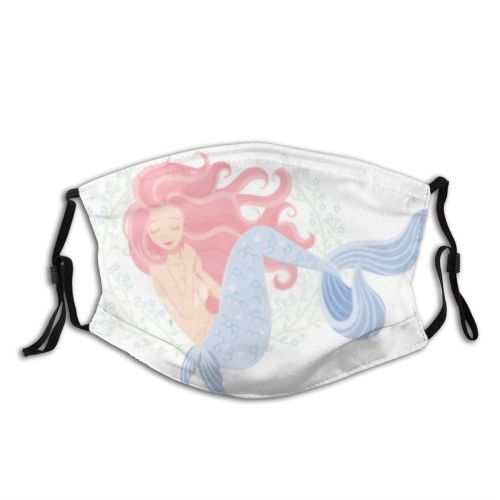 yanfind Isolated Lovely Swim Cute Mermaid Tale Fancy Fantasy Natural Flowers Vintage Glamour Dust Washable Reusable Filter and Reusable Mouth Warm Windproof Cotton Face
