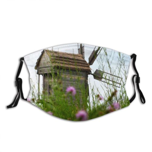 yanfind Mill Old Spring Decayed Derelict Plant Windmills Flowers Energy Wildflower Wood Wooden Dust Washable Reusable Filter and Reusable Mouth Warm Windproof Cotton Face