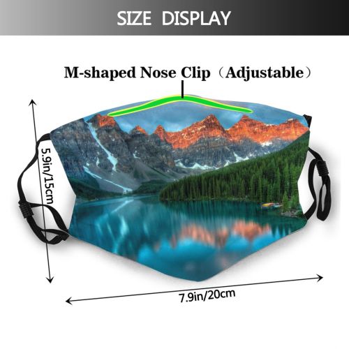 yanfind Ice Lake Amazing Park Calm Daylight Sunset Evening Dawn Mountain Attraction Forest Dust Washable Reusable Filter and Reusable Mouth Warm Windproof Cotton Face