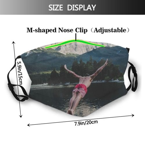 yanfind Lake Jump Landscape Daylight Outdoors Young Mountains Dive Recreation Dust Washable Reusable Filter and Reusable Mouth Warm Windproof Cotton Face