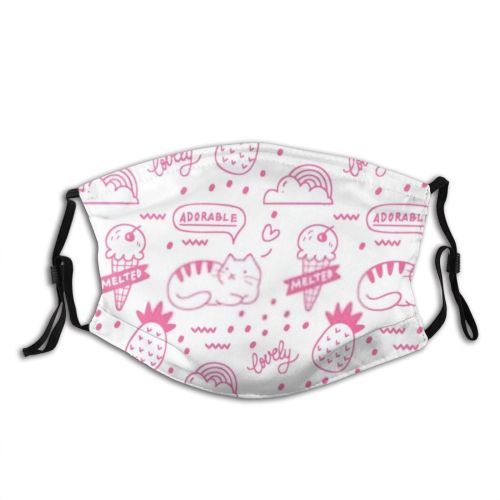 yanfind Abstract Rainbow Lovely Fashion Kawaii Cat Cute Fantasy Seamless Doodle Cloud Baby Dust Washable Reusable Filter and Reusable Mouth Warm Windproof Cotton Face