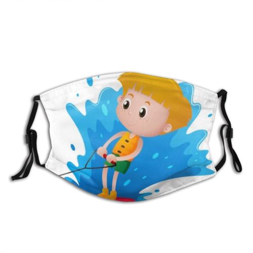 yanfind Isolated Destination Young Clipart Picture Vacation Ski Cute Smiling Kid Student Path Dust Washable Reusable Filter and Reusable Mouth Warm Windproof Cotton Face