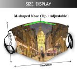 yanfind Europe Capital Downtown Cities Church District Built Charming Night Snow City Place Dust Washable Reusable Filter and Reusable Mouth Warm Windproof Cotton Face