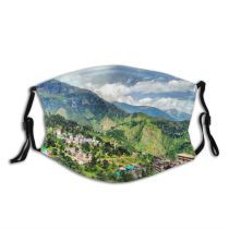 yanfind Idyllic Town Mother Sight Forest Clouds Tourism Tranquil Mountains Rural Hills Architecture Dust Washable Reusable Filter and Reusable Mouth Warm Windproof Cotton Face