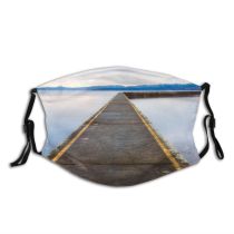 yanfind Jetty Shore Coast Calm Sea Clouds Lines Dock Mountains Nobody Horizon Outdoors Dust Washable Reusable Filter and Reusable Mouth Warm Windproof Cotton Face