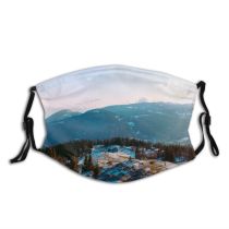 yanfind Idyllic Pine Mountain Clouds Daytime Coniferous Tranquil Scenery Mountains Peak Trees Outdoors Dust Washable Reusable Filter and Reusable Mouth Warm Windproof Cotton Face