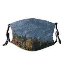 yanfind Idyllic Lake Mountain Daytime Coniferous Tranquil Scenery Mountains Peak Trees Outdoors Sky Dust Washable Reusable Filter and Reusable Mouth Warm Windproof Cotton Face