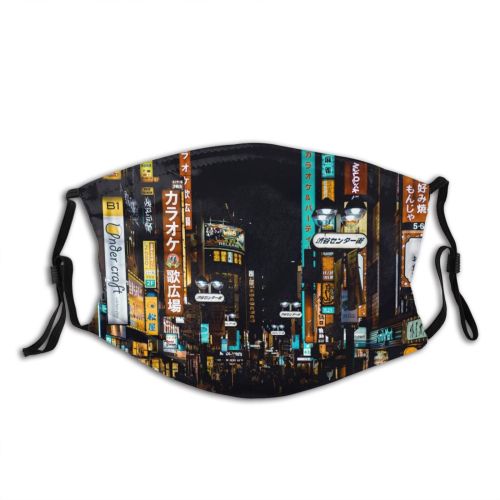 yanfind Japan Evening Night Tourists Nightlife Tokyo Tourism Shibuya Urban Shops Crowd Signages Dust Washable Reusable Filter and Reusable Mouth Warm Windproof Cotton Face