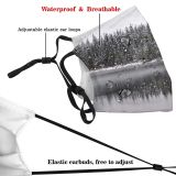 yanfind Lake Landscape Reflection Tree Winter Natural Atmospheric Freezing Snow Snow Dust Washable Reusable Filter and Reusable Mouth Warm Windproof Cotton Face