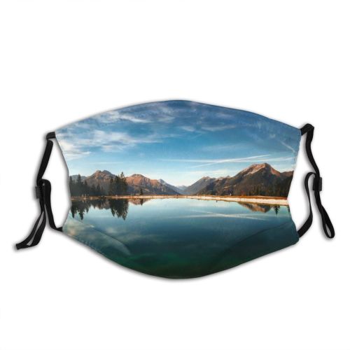 yanfind Lake Daylight Dawn Forest Clouds Mountains Trees Outdoors Sky Lakeside Placid Reflection Dust Washable Reusable Filter and Reusable Mouth Warm Windproof Cotton Face