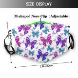 yanfind Abstract Butterfly Garden Elegant Fashion Cute Flying Insect Seamless Colorful Wildlife Beauty Dust Washable Reusable Filter and Reusable Mouth Warm Windproof Cotton Face