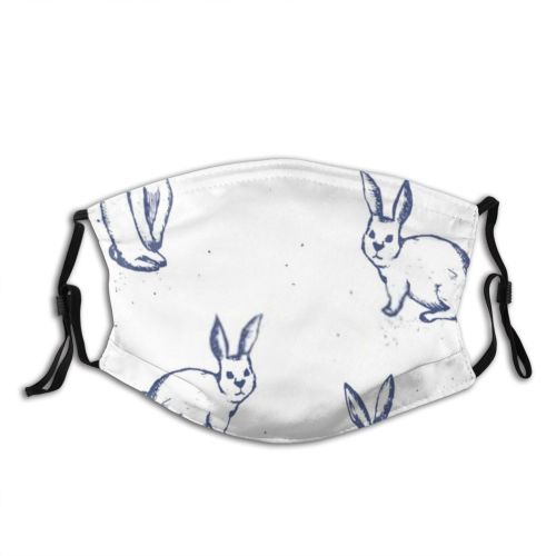 yanfind Cute Easter Seamless Hare Natural Rabbit Scribble Delicate Vintage Design Beautiful Art Dust Washable Reusable Filter and Reusable Mouth Warm Windproof Cotton Face