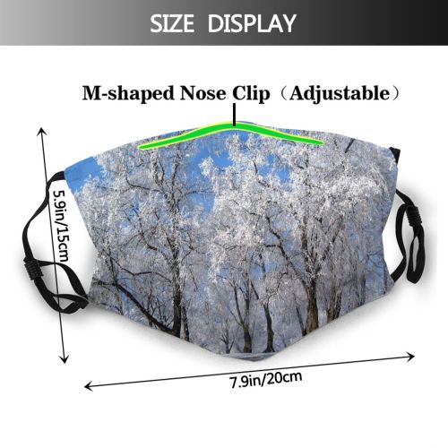 yanfind Winter Frost Sky Winter Natural Woody Landscape Sky Branch Snow Tree Frost Dust Washable Reusable Filter and Reusable Mouth Warm Windproof Cotton Face