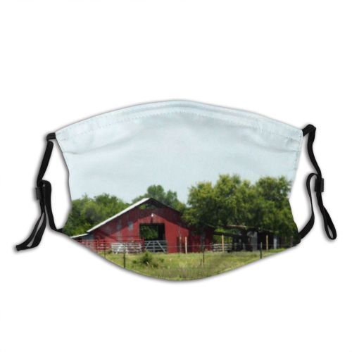 yanfind Rural Grassland Barn Ranch Landscape Lot Barn Grass Area Pasture Scene Land Dust Washable Reusable Filter and Reusable Mouth Warm Windproof Cotton Face