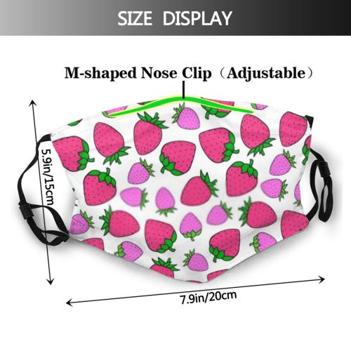 yanfind Abstract Fashion Stylized Handdrawn Yummy Christmas Cute Vegetarian Seamless Colorful Berry Strawberry Dust Washable Reusable Filter and Reusable Mouth Warm Windproof Cotton Face