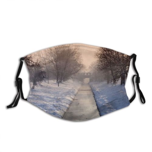 yanfind Winter Frozen Xmas Frost Hill Christmas December Morning Winter Natural Atmospheric Landscape Dust Washable Reusable Filter and Reusable Mouth Warm Windproof Cotton Face