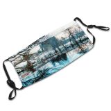 yanfind Winter Scenery Natural Winter Atmospheric Landscape Scotland Reflection Sky Ice Tree Lake Dust Washable Reusable Filter and Reusable Mouth Warm Windproof Cotton Face