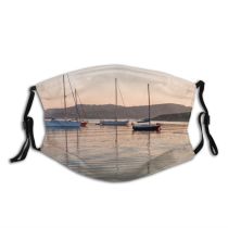 yanfind Yachting Vehicle Sailboat Vessel Calm Morning Evening Sardinia Port Symmetry Boat Sea Dust Washable Reusable Filter and Reusable Mouth Warm Windproof Cotton Face