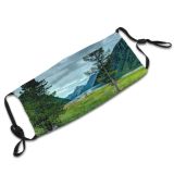 yanfind Idyllic Lake Pine Sight Mountain Forest Clouds Plants Lawn Tranquil Scenery Mountains Dust Washable Reusable Filter and Reusable Mouth Warm Windproof Cotton Face