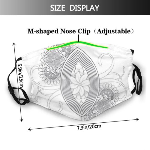 yanfind Isolated Garden Cute Psychedelic Therapy Marriage Wedding Coloring Doodle Refreshing Relax Ornament Dust Washable Reusable Filter and Reusable Mouth Warm Windproof Cotton Face