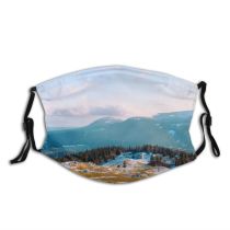 yanfind Idyllic Ice Pine Mountain Snowy Icy Clouds Daytime Coniferous Frozen Tranquil Scenery   Dust Washable Reusable Filter and Reusable Mouth Warm Windproof Cotton Face