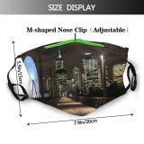 yanfind Melbourne Night Area Skyscraper Lights Towers City Night Movement Wheel Boards Skyscrapers Dust Washable Reusable Filter and Reusable Mouth Warm Windproof Cotton Face