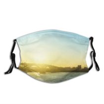 yanfind Bridge Architecture Sunbeam Beautiful River Twilight City Scenic Scene Sky Urban Dramatic Dust Washable Reusable Filter and Reusable Mouth Warm Windproof Cotton Face