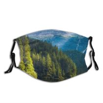 yanfind Idyllic Lake Daylight Pine Mountain Forest Tranquil Scenery Mountains Rural Trees Outdoors Dust Washable Reusable Filter and Reusable Mouth Warm Windproof Cotton Face