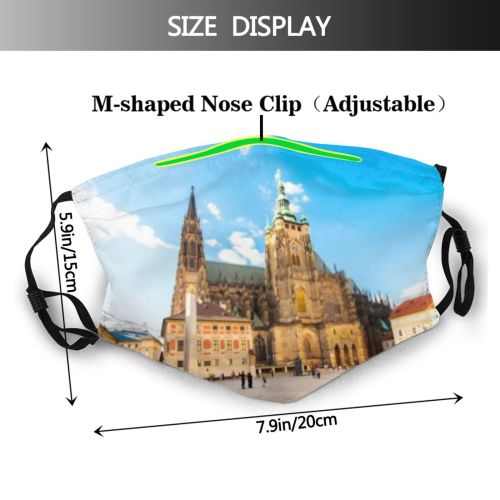 yanfind Central Castle Place Architecture Gothic Vitus Beautiful City Street Touristic Church Tower Dust Washable Reusable Filter and Reusable Mouth Warm Windproof Cotton Face
