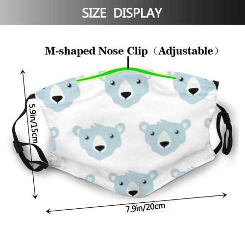 yanfind Childish Cute Friendly Seamless Winter Nursery Kid Doodle Simple Bear Baby Design Dust Washable Reusable Filter and Reusable Mouth Warm Windproof Cotton Face
