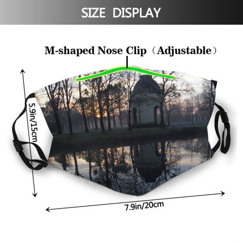 yanfind Herrenhausen Garden Morning Tree Pool Reflection Lonely Fog Sunrise Park Pond Sky Dust Washable Reusable Filter and Reusable Mouth Warm Windproof Cotton Face