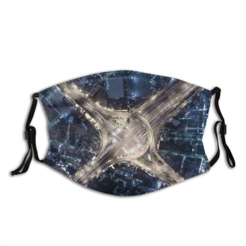 yanfind Design Aerial Overpass Landscape Crosswalk Railroad Bangkok Lifestyles Built Night Snow Crossroad Dust Washable Reusable Filter and Reusable Mouth Warm Windproof Cotton Face