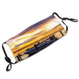 yanfind Idyllic Watercraft Afterglow Golden Sunset Dawn Sea Clouds Beach Tranquil Scenery Vehicle Dust Washable Reusable Filter and Reusable Mouth Warm Windproof Cotton Face