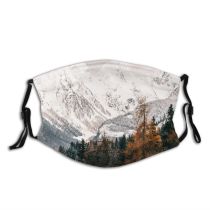 yanfind Idyllic Ice Pine Frosty Mountain Enviroment Icy Coniferous Frozen Tranquil Covered Mountains Dust Washable Reusable Filter and Reusable Mouth Warm Windproof Cotton Face