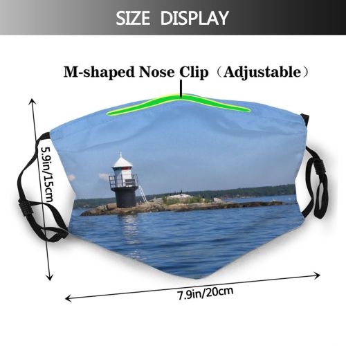 yanfind Lighthouse Tower Calm Sea Sky Ocean Lighthouse Ocean Bird Archipelago Beacon Waterway Dust Washable Reusable Filter and Reusable Mouth Warm Windproof Cotton Face