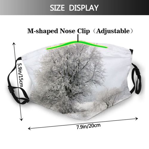 yanfind Winter Landscape Tree Frost Winter Natural Atmospheric Freezing Snow    Dust Washable Reusable Filter and Reusable Mouth Warm Windproof Cotton Face