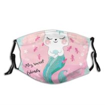 yanfind Fashion Slogan Cat Kitty Cute Little Mermaid Teenager Tale Kid Summer Design Dust Washable Reusable Filter and Reusable Mouth Warm Windproof Cotton Face
