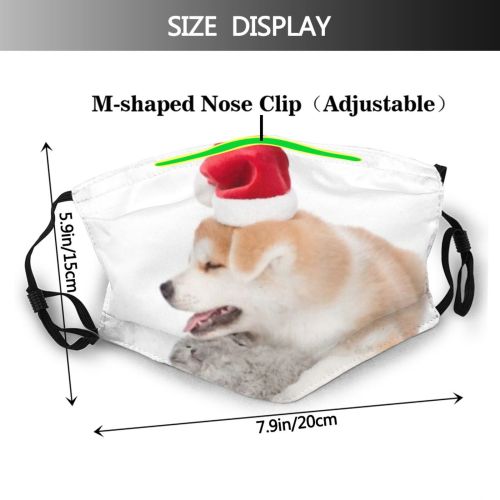 yanfind Friends Isolated Santa Japanese Young Together Little Cat Christmas Cute Xmas Friendly Dust Washable Reusable Filter and Reusable Mouth Warm Windproof Cotton Face