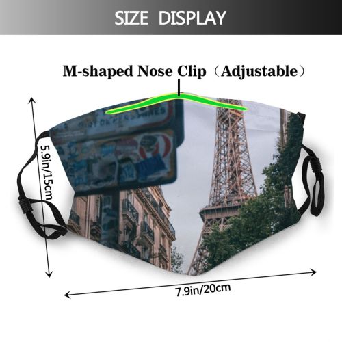 yanfind Idyllic Exterior Landmark Sight Tower Eiffel Architectural Tourism Tranquil Facade France Architecture Dust Washable Reusable Filter and Reusable Mouth Warm Windproof Cotton Face