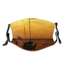 yanfind Pilot Afterglow Sunset Watercraft Mast Boat Sunset Afternoon Cloud Sky Vehicle Calm Dust Washable Reusable Filter and Reusable Mouth Warm Windproof Cotton Face