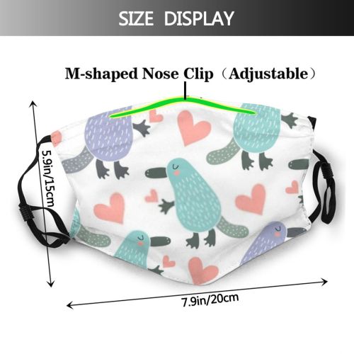 yanfind Platypus Cute Grey Seamless Colorful Wildlife Ornamental Fauna Doodle Baby Duck Design Dust Washable Reusable Filter and Reusable Mouth Warm Windproof Cotton Face